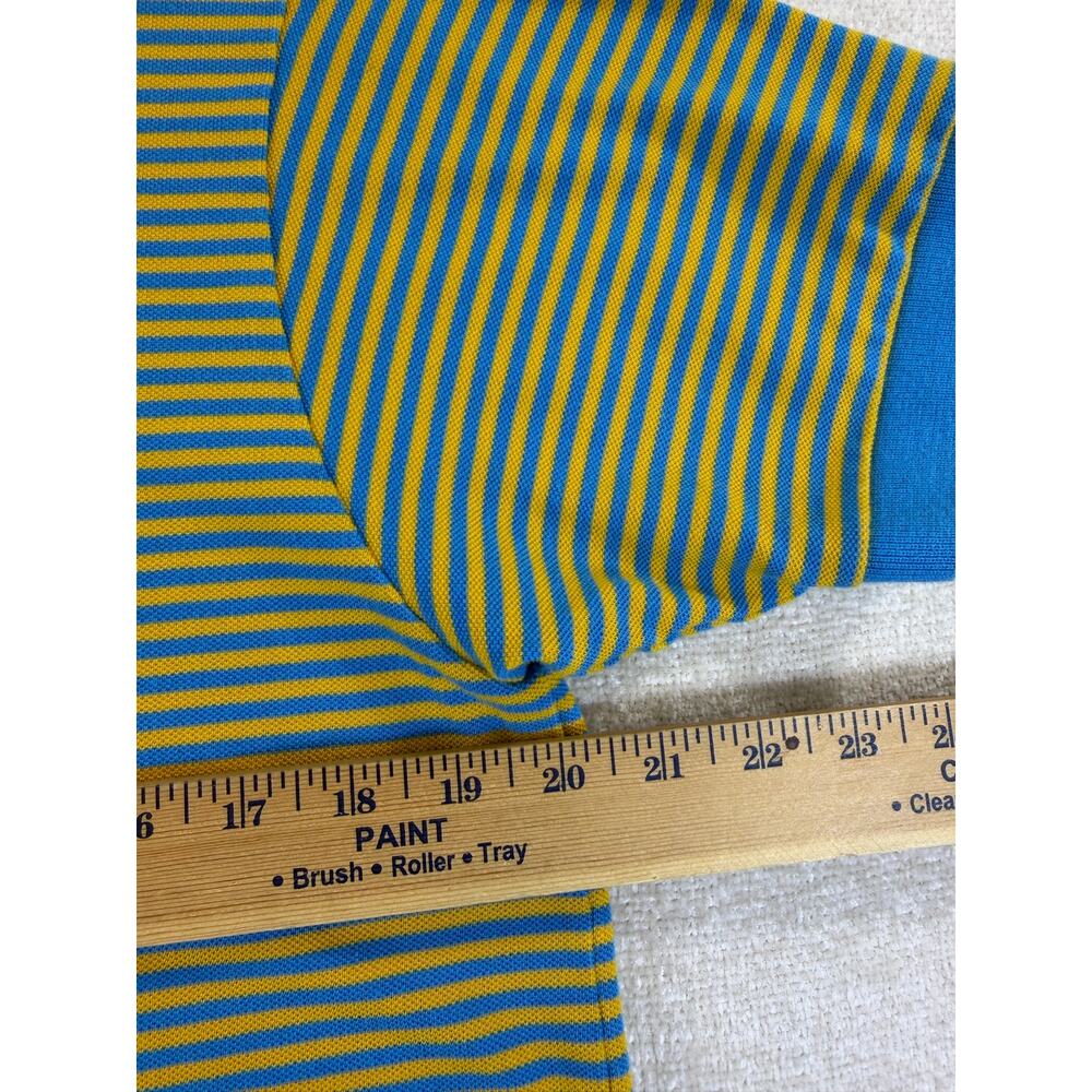 Lacoste Men 8 Blue Yellow Striped Short Sleeve Preppy 80s Casual Polo Shirt - Picture 5 of 7